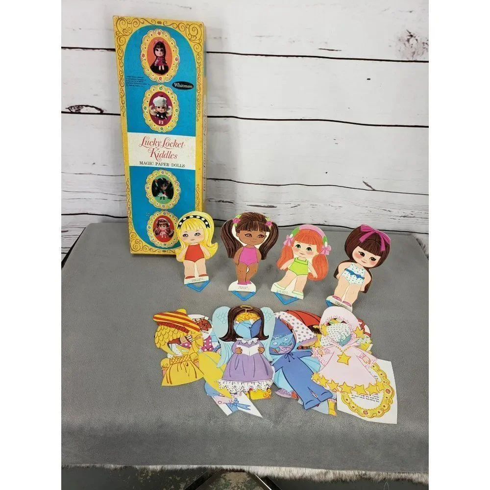 Vintage 60s Lucky Locket Kiddles Magic Paper Dolls Set Of‎ 4